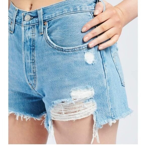 Levi's 501  high rise distressed shorts Sansome Straggler size 29 - Picture 9 of 10